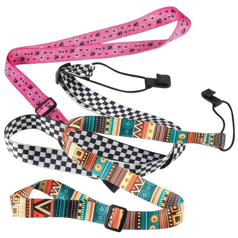Tracolla Regolabile Miwayer per Ukulele Stile Etnico, Cinghia per Chitarra con Testa in Morbida Pelle PU