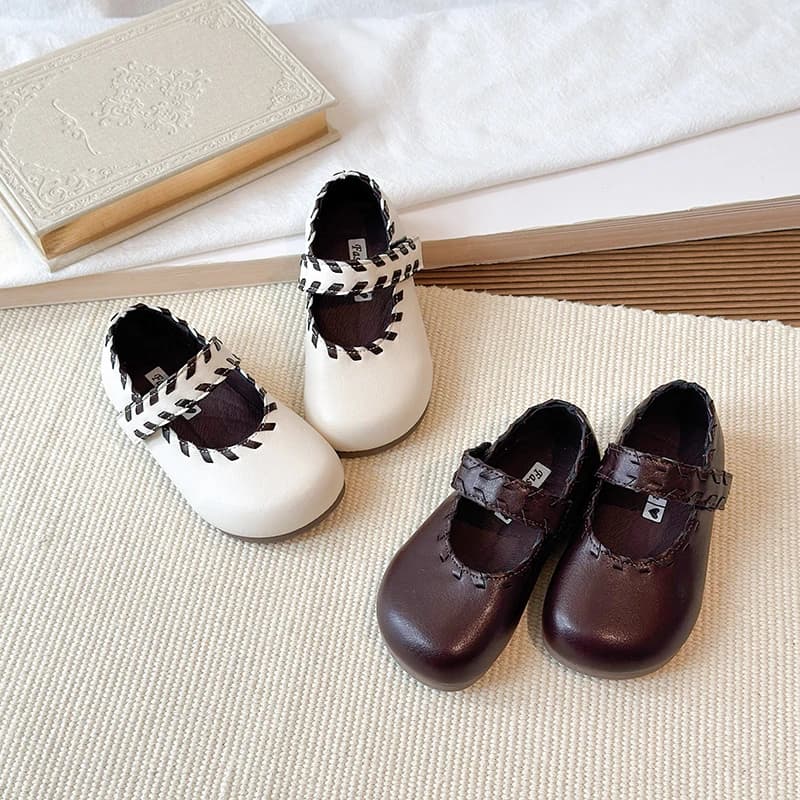 Scarpe Mary Jane in Pelle per Bambine, Stampa Mucca, Patchwork, Tinta Unita, Chiusura con Velcro, Punta Tonda, Calzature Casual Quotidiane, Scarpe per Bambini e Ragazzi
