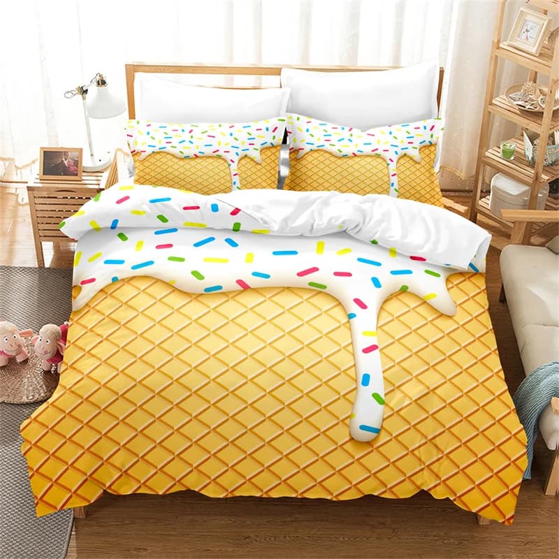Set copripiumino dolce fragola al latte Set biancheria da letto per giovani alla moda Set copripiumino per letto Queen Size in lino Set biancheria da letto per bambini