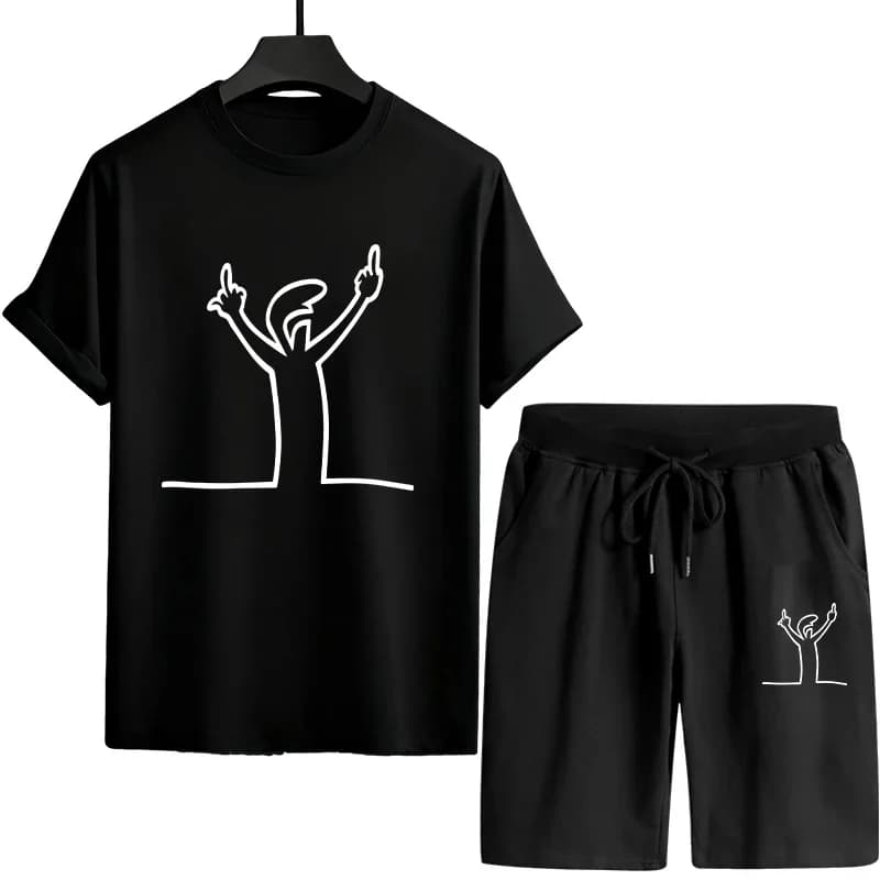 Complete Men's Sports Suit 2026: T-shirt Girocollo and Sporty Shorts – Outfit Casual Comfortable for Home and Leisure
