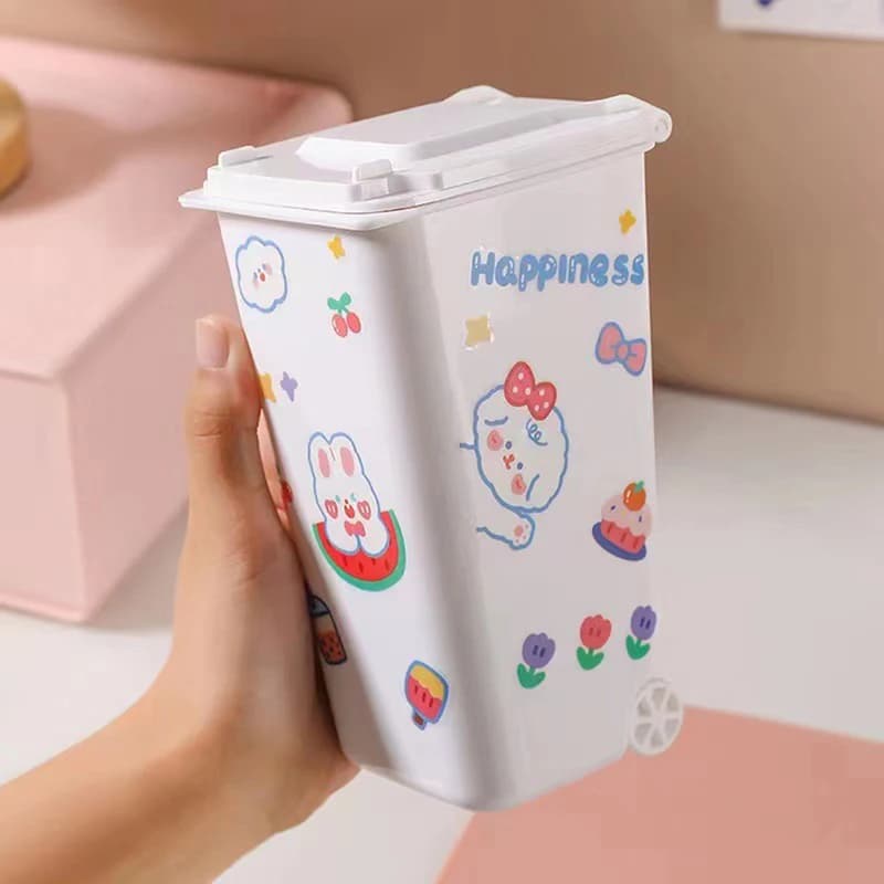Mini pattumiera da tavolo Scatola portaoggetti per rifiuti a 4 colori Tavolino da salotto con coperchio Piccolo cestino di carta Sacchetto per immondizia in plastica