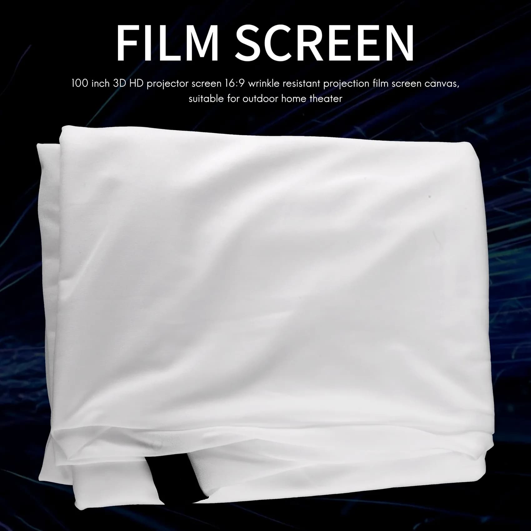 100 Inch 3D HD Projector Screen 16:9 Anti-Crease Projection Movies Screen Canvas For Home Theater Outdoor
