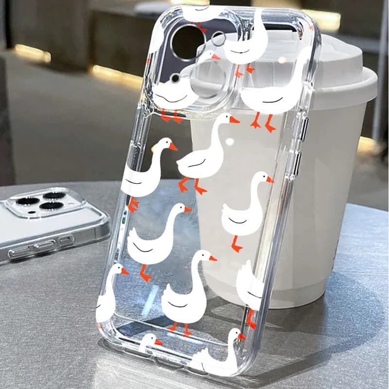 Case for iPhone 17 Pro Max XR 17e 14 Plus 13 Pro 15 11 16 Air 12 Mini XS Max Soft Phone Cover Cartoon Duck