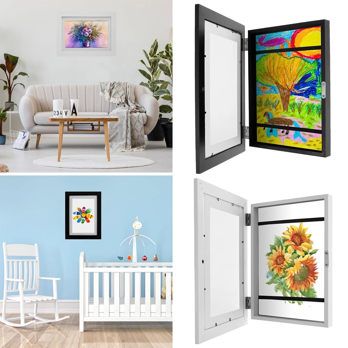 Children Art Frames A4 Photo Frame Framed Picture DIY Frametory for Poster Photo Drawing Paintings Pictures Display Home Decor