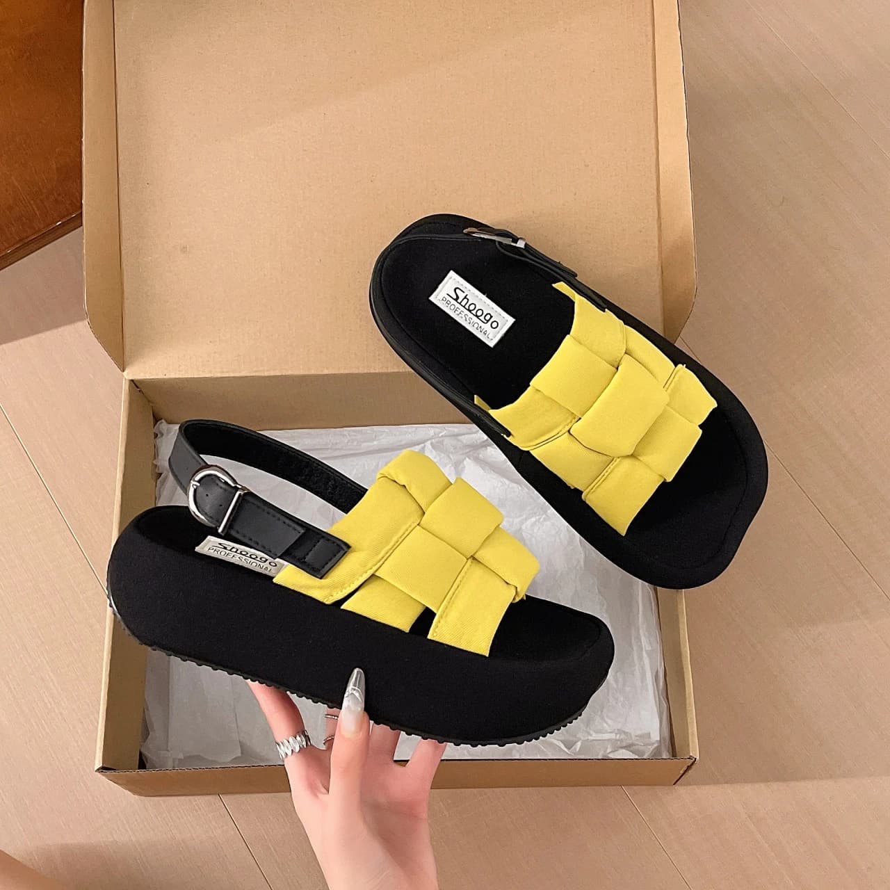 Hot-selling Open-toe Woven Casual Sandals for Women,Summer Breathable and Comfortable,Versatile Thick-soled Platform Beach Shoes