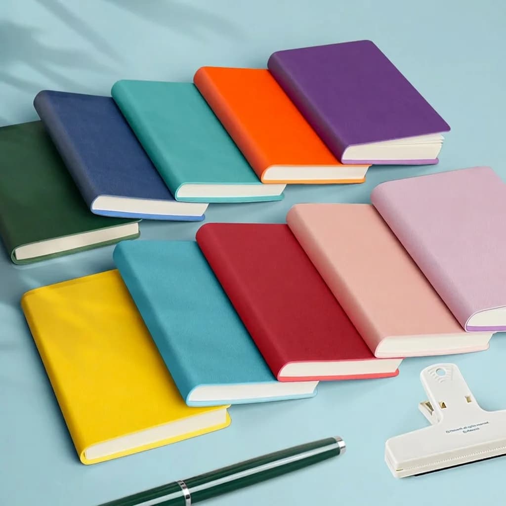 A7 Portable Pocket Notebook Soft PU Leather Cover Ruled Notepad 180 Degree Lay Flat Small Journal for Students Daily Mini Memo