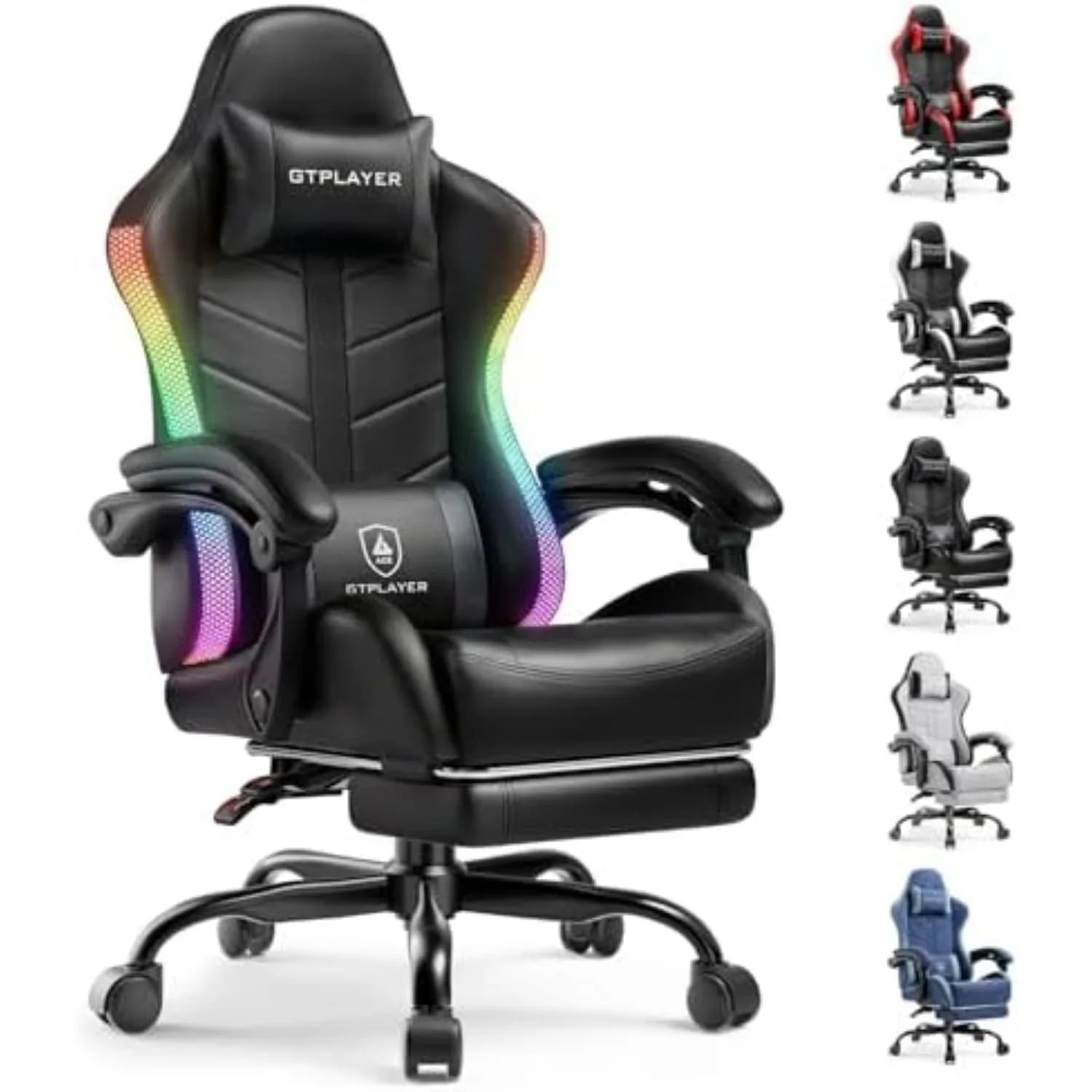 Gaming Chair, Computer Game Chair for Adults, RGB Black | Ergonomic Comfort Video Game Chair with Footrest