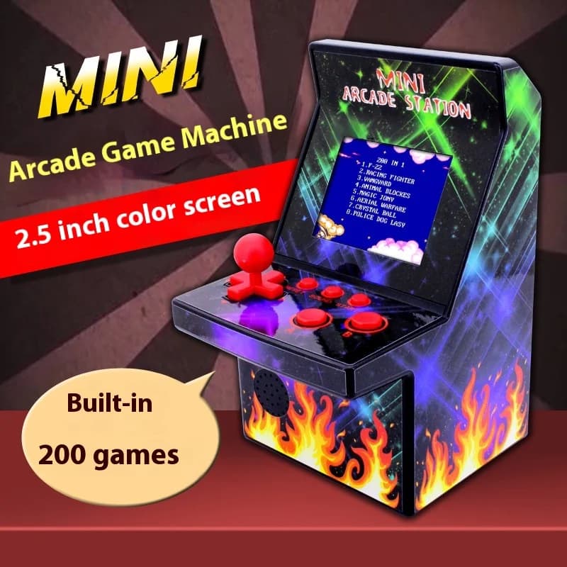 Mini console di gioco portatile Nostalgia per bambini Costruito in 200 giochi Piccoli giochi arcade Schermo a colori Console di gioco Nes Giocattoli Regalo