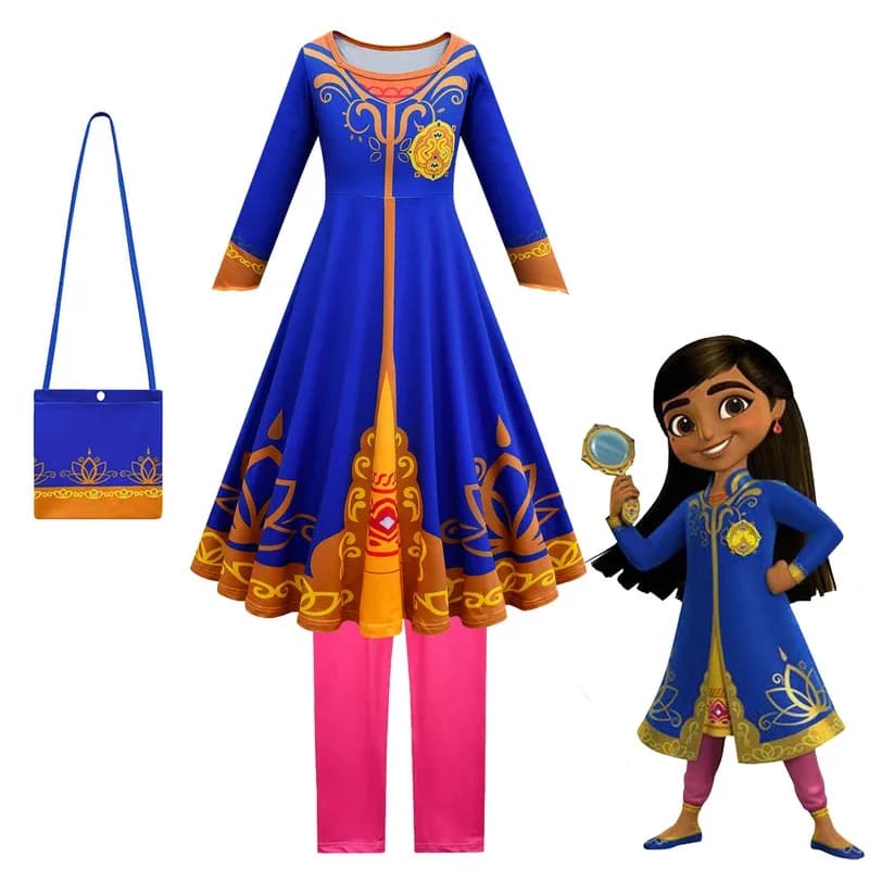 Cosplay Mira Royal Detective Bambini Cosplay Abito blu Abito di Halloween Bambino Neonate Costumi natalizi a maniche lunghe F Cosplay