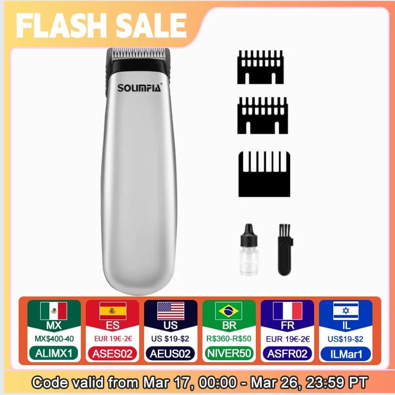 Solimpia Mini Tagliacapelli Tagliacapelli portatile Barbiere Macchina per tagliare i capelli Batteria sostituibile Trimmer per uomo