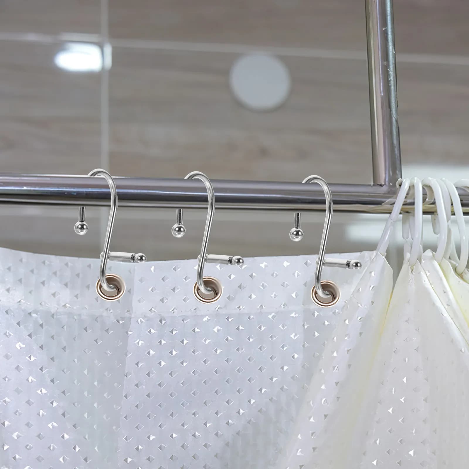 12 ganci per tende da doccia a forma di S, anelli in metallo resistenti alla ruggine per tende da bagno, tende da finestra, decorazioni versatili per appendere oggetti