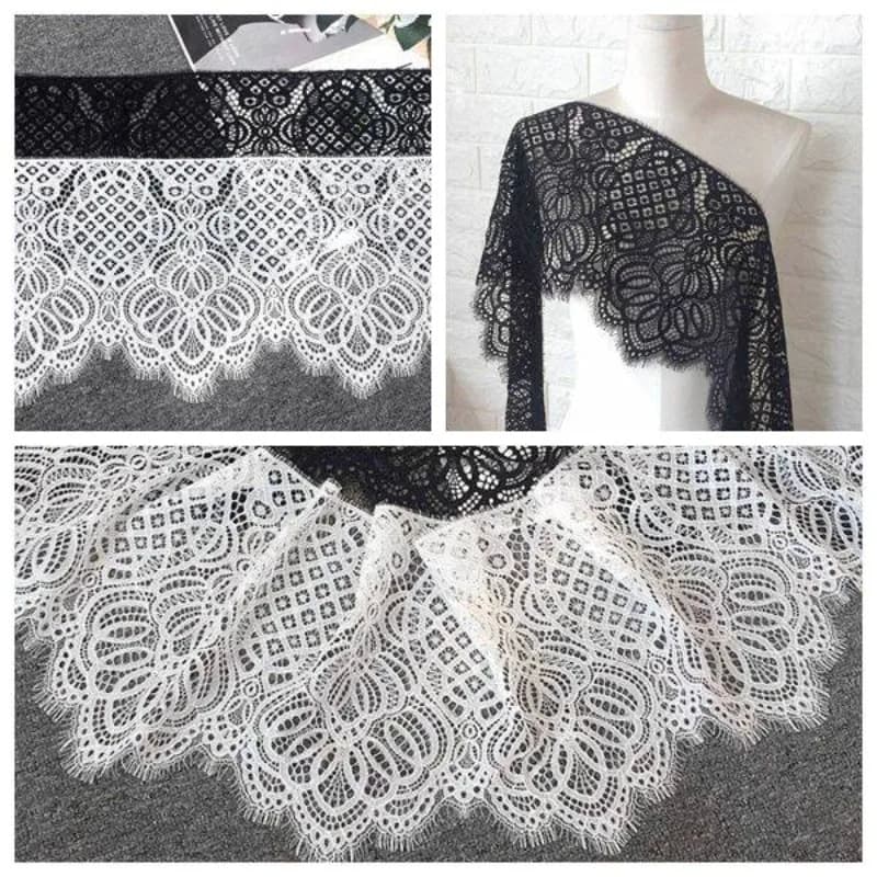 Tessuto Ricamato a Rete per Ciglia, Lungo 3m e Largo 24cm, per Decorazione Fai-da-Te di Gonne e Abbigliamento, Set di Accessori per Vestiti