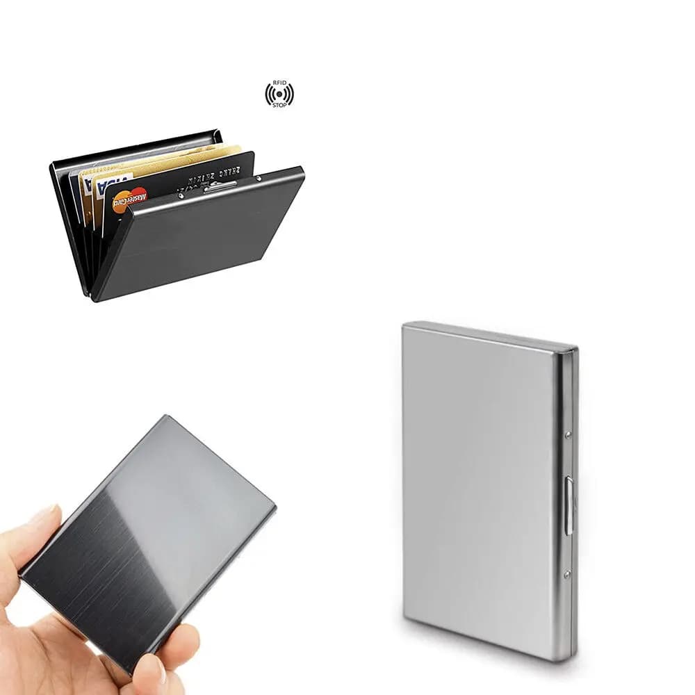 Portacarte di Credito Compatto in Metallo, Portafoglio con Blocco RFID, Custodia Leggera in Alluminio per Professionisti, Opzione Regalo