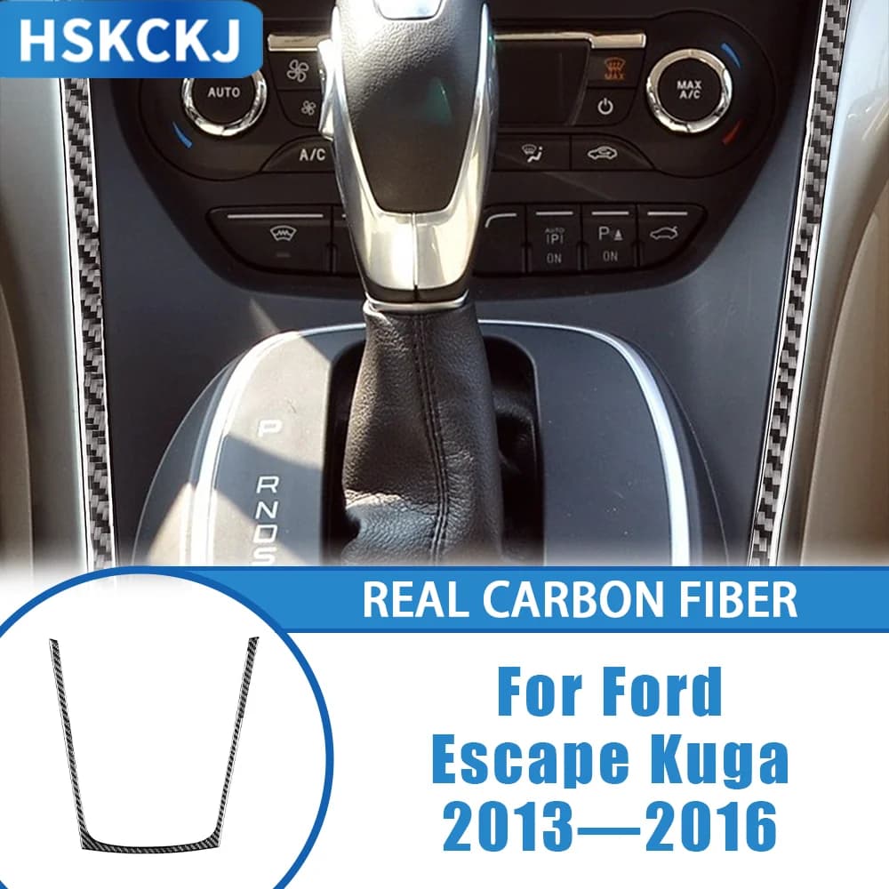 For Ford Escape Kuga 2013—2016 Car Accessories Carbon Fiber Console Gears Shifter Surround Strip Interior Cover Trim Sticker