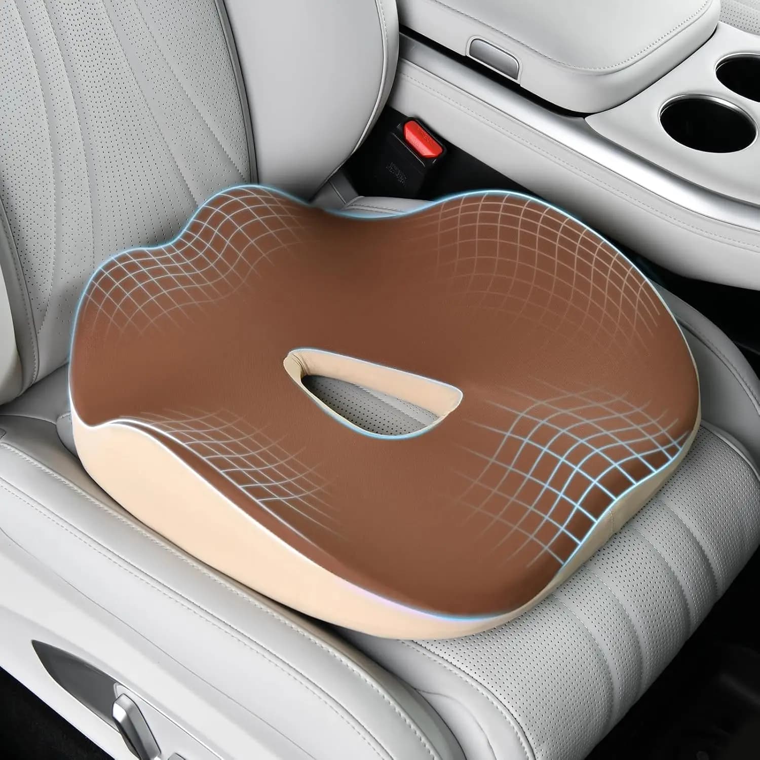 Cuscino Ergonomico in Memory Foam per Auto e Sedia da Ufficio, Sollievo da Sciatica e Dolori alla Schiena, Supporto per il Coccige