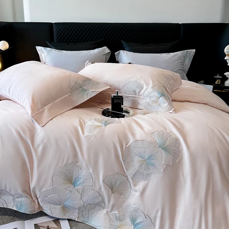 4 pieces rose luxury flower embroidery set bedding set 1000TC Egyptian brushed cotton duvet set sheet with pillow corners