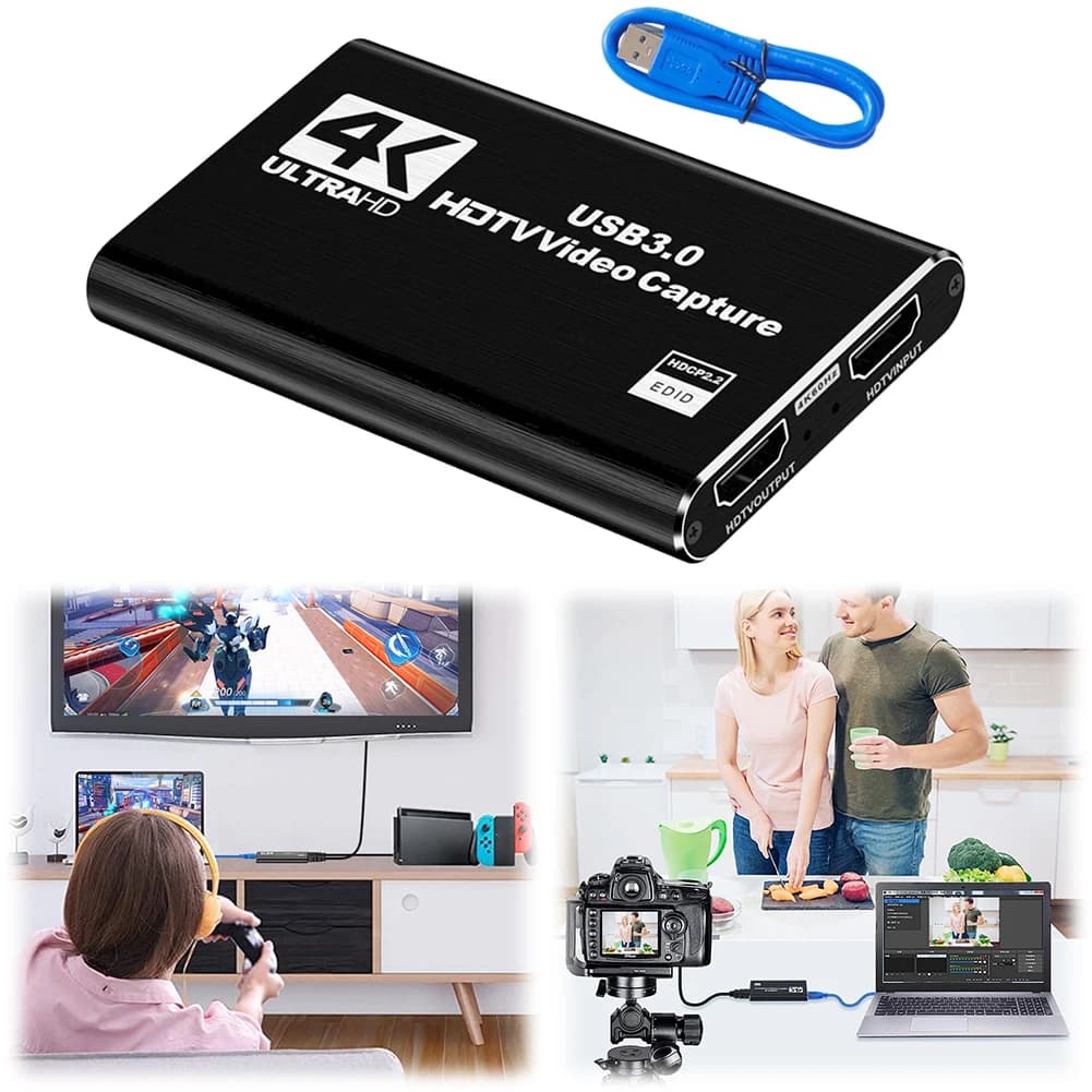 Scheda di acquisizione USB 3.0 4K compatibile HDMI Scheda di acquisizione video Grabber Gaming per streaming Funziona per PS4/fotocamera/PC