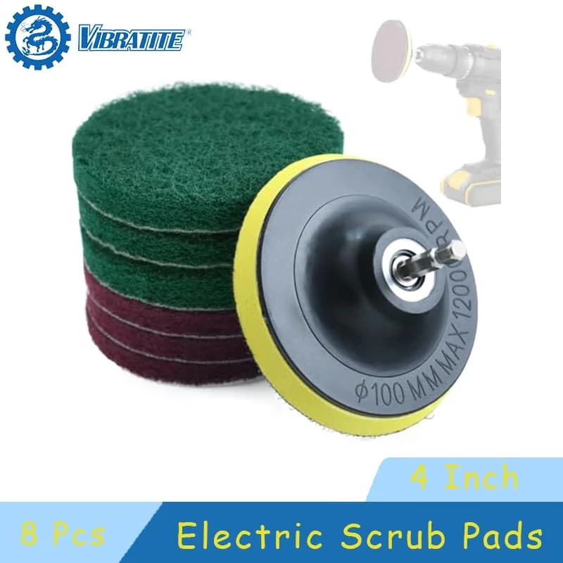 8 Pcs 4 Inch Electric Scrub Pads Grout Power Drills Scrubber Cleaning Brush Tub Cleaner Tools Kit for Grout Lines Corners Tiles
