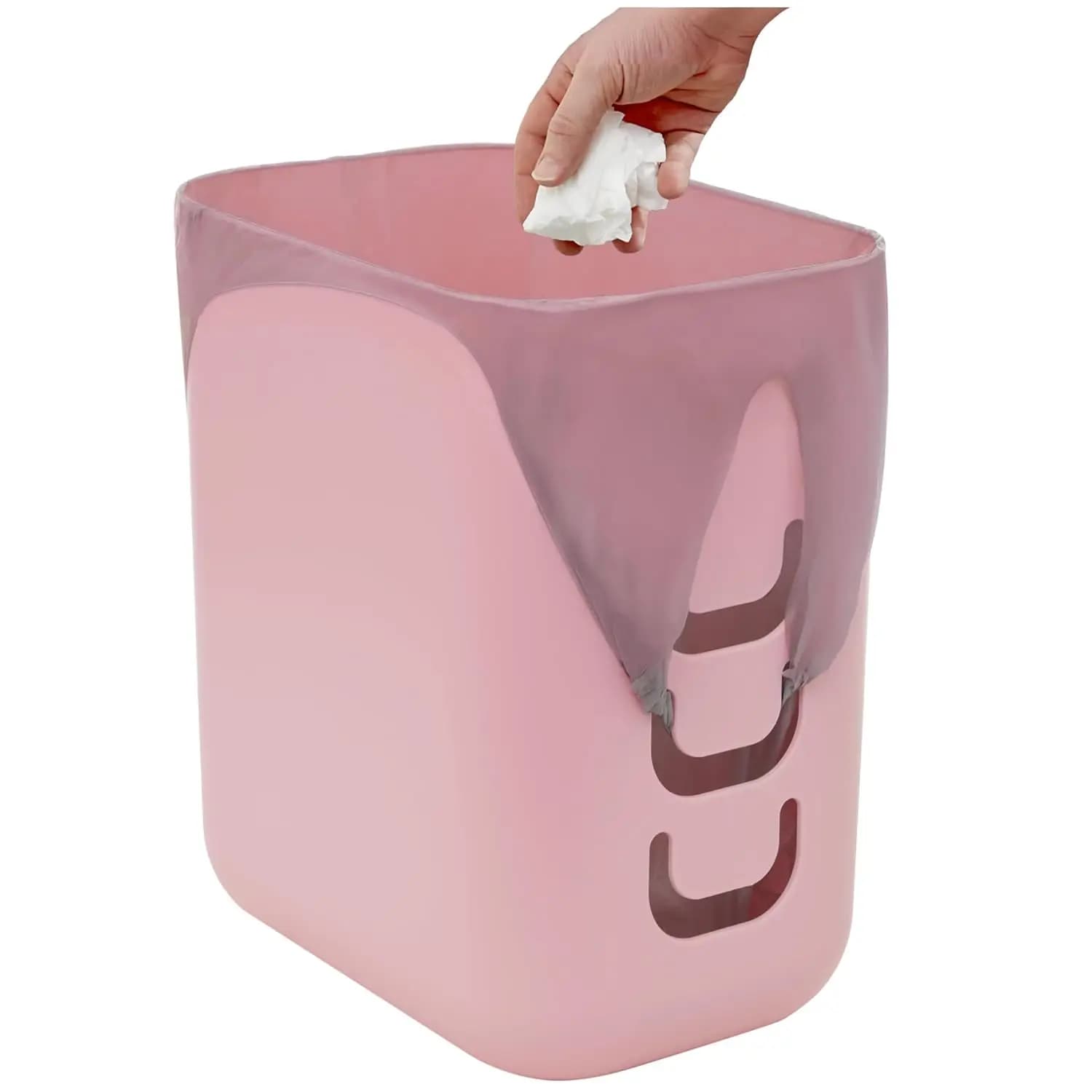Cestino per Rifiuti da Bagno Luup, Contenitore Sicuro per Sacchetti della Spesa, Contenitore in Plastica per Vanity e Lavanderia
