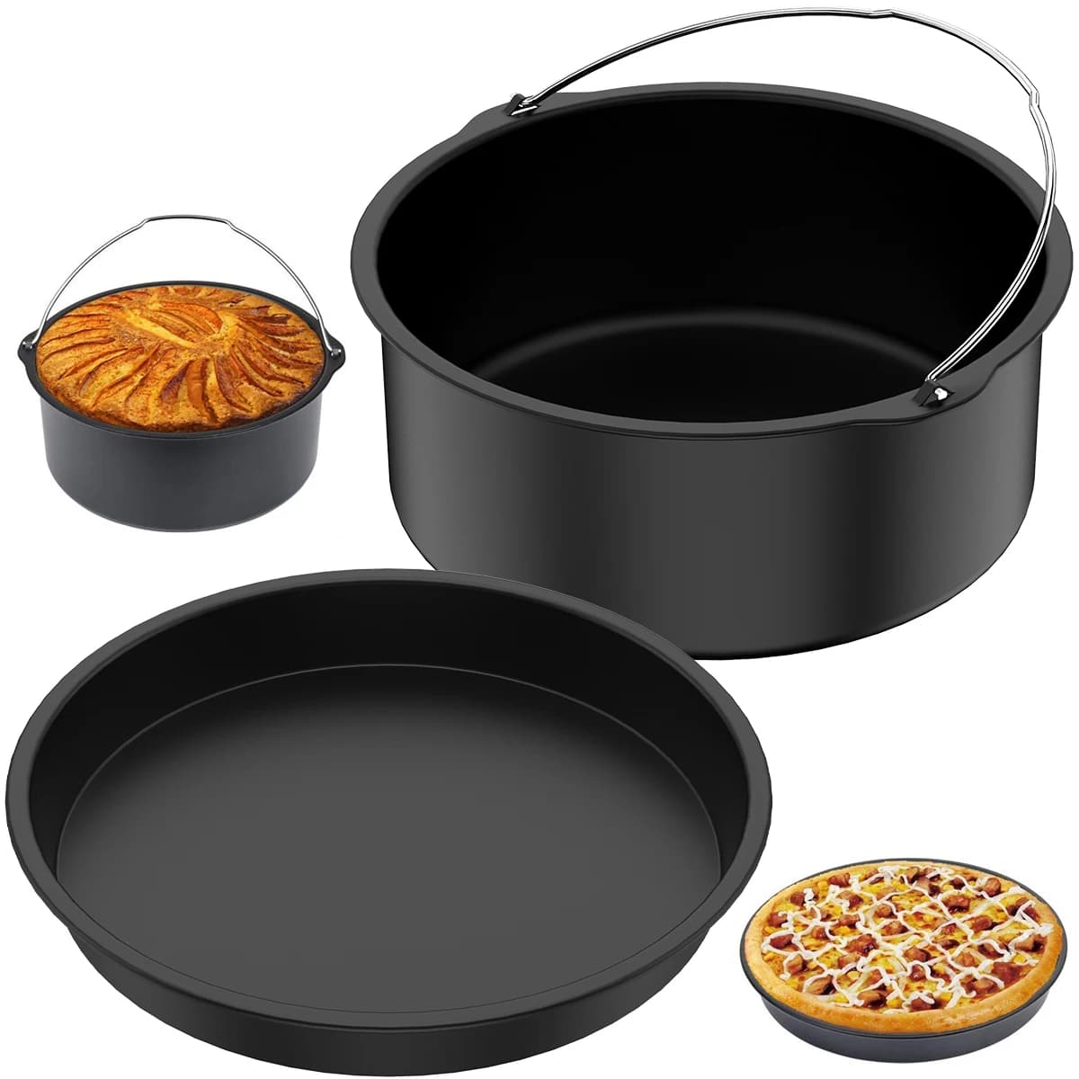 Stampo per torta rotondo da 7/8 pollici accessorio per friggitrice ad aria stampi per teglia antiaderente cestello per friggitrice ad aria cucina forno per Pizza teglie da forno