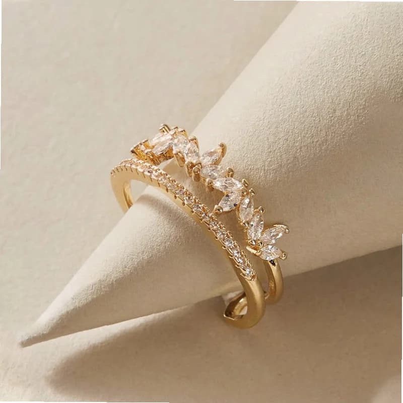 Nuovo Anello di Lusso con Diamanti per Donne 2024, Design Elegante e Moderno, Anello Aperto alla Moda, Regalo Raffinato e Personalizzato
