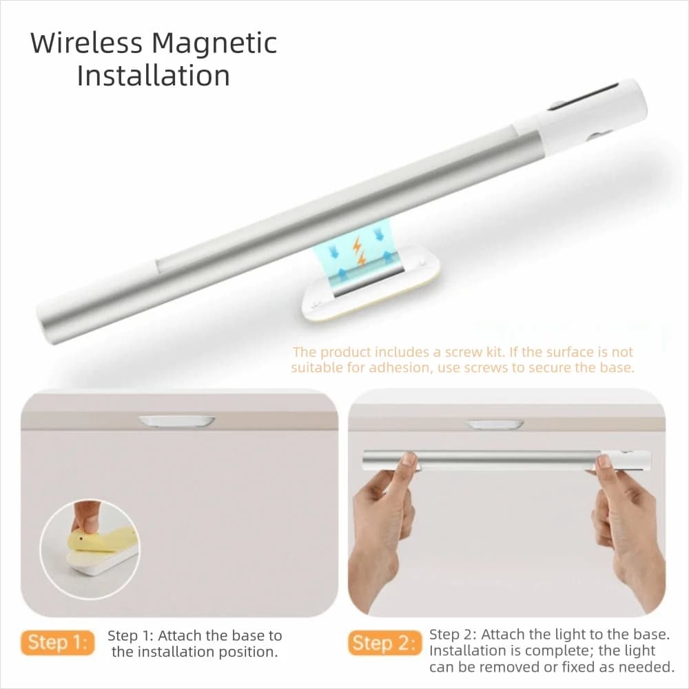 Luce Notturna LED Ricaricabile con Sensore di Movimento, Magnetica, Tipo C, Lampada da Scrivania con Sensore di Movimento
