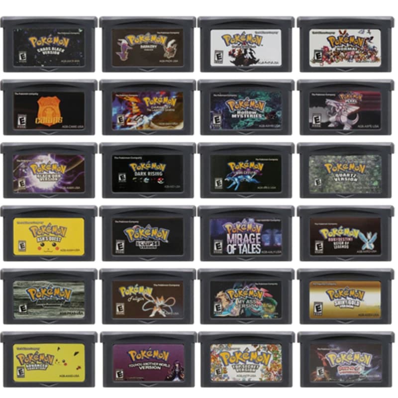 Pokemon Series GBA Game Cartridge 32-Bit Video Game Console Card Fuligin AshGray Liquid Crystal My Ass USA Version for GBA NDS