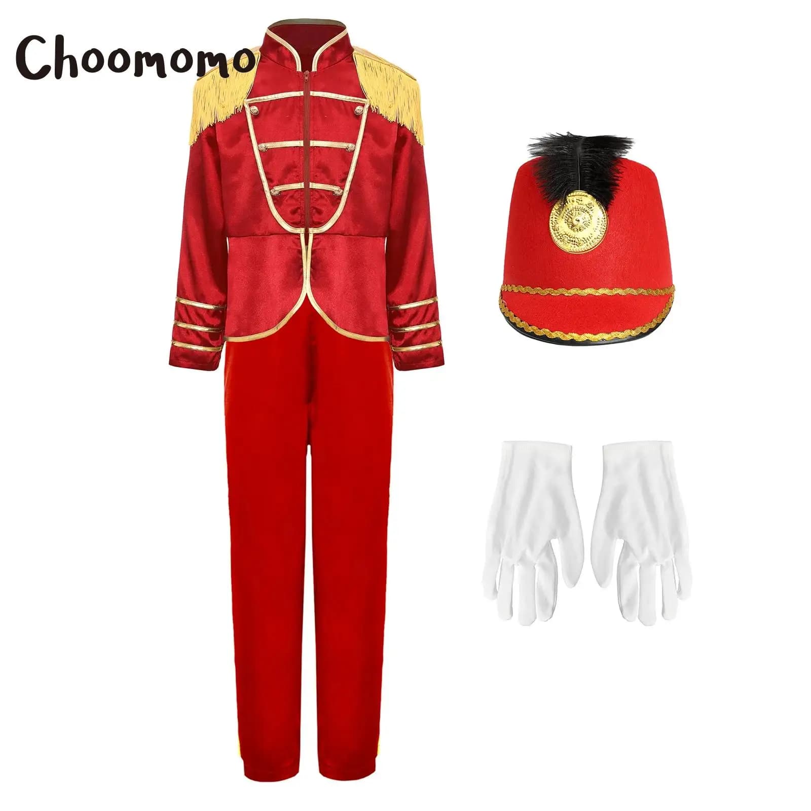 Ragazzi Ragazze Tamburo Major Team Costume Schiaccianoci Vestito Manica lunga Nappa Spalline Giacca con cerniera Pantaloni Vestito Uniforme da banda da marcia