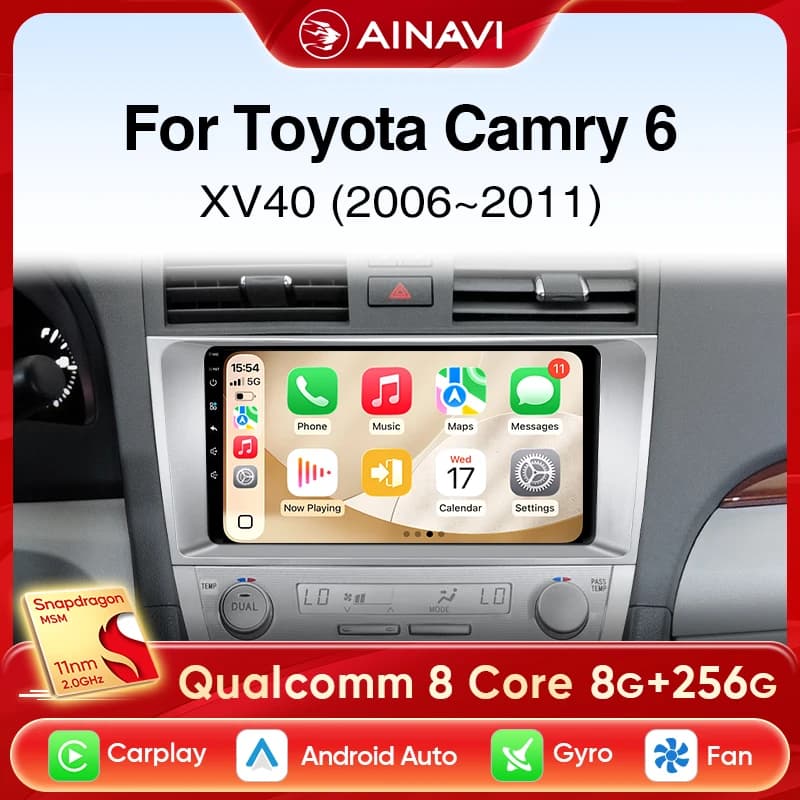 Ainavi Autoradio Per Toyota Camry XV40 2006 2007 2008 2009 2010 2011 Wireless Carplay Android Auto Car Lettore Multimediale 2 Din