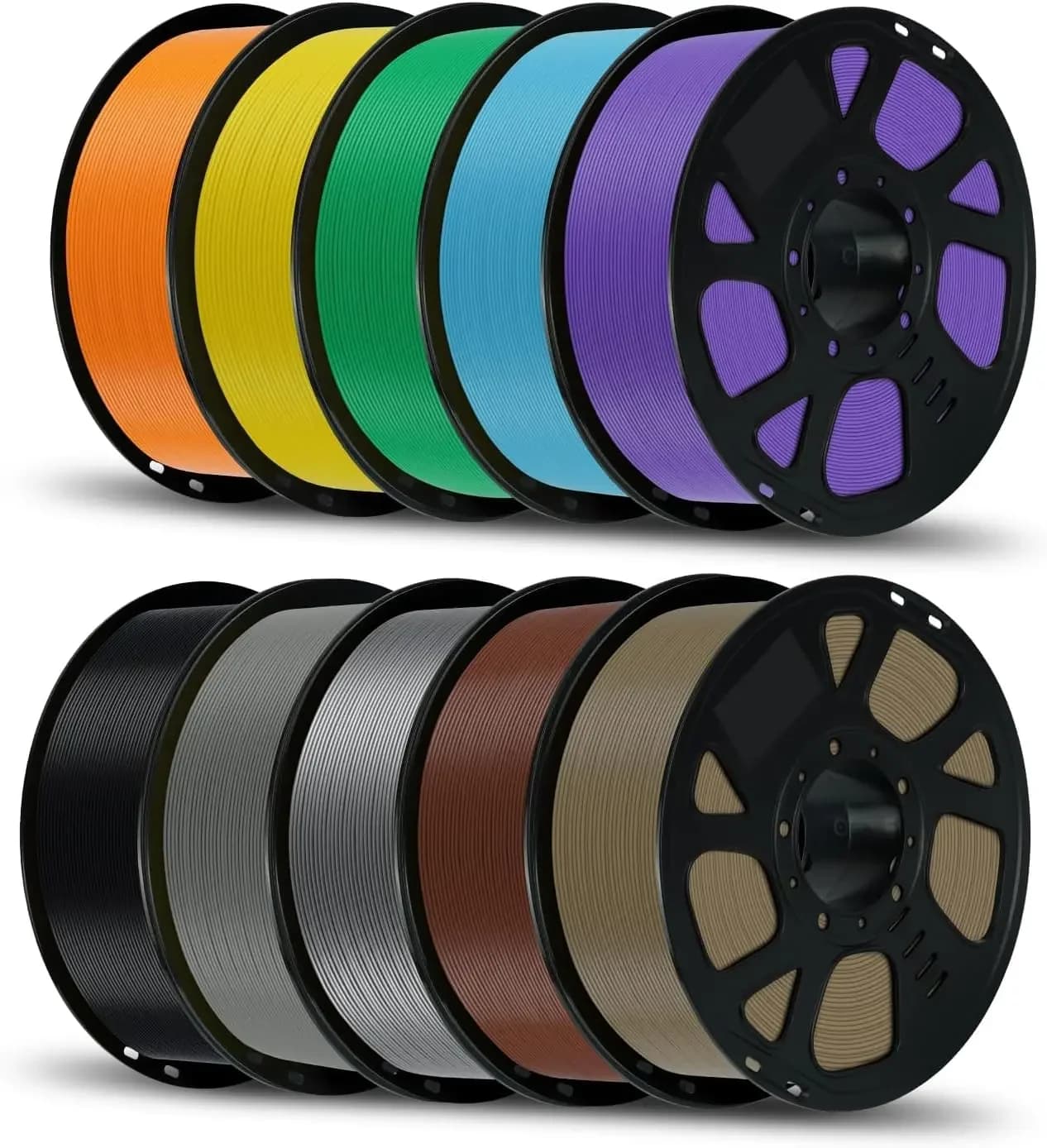 Filamento PLA 1.75mm, Confezione da 10KG, 1kg per Bobina, Set da 10, Filamento Liscio per Stampante 3D, Multicolore, Precisione Dimensionale