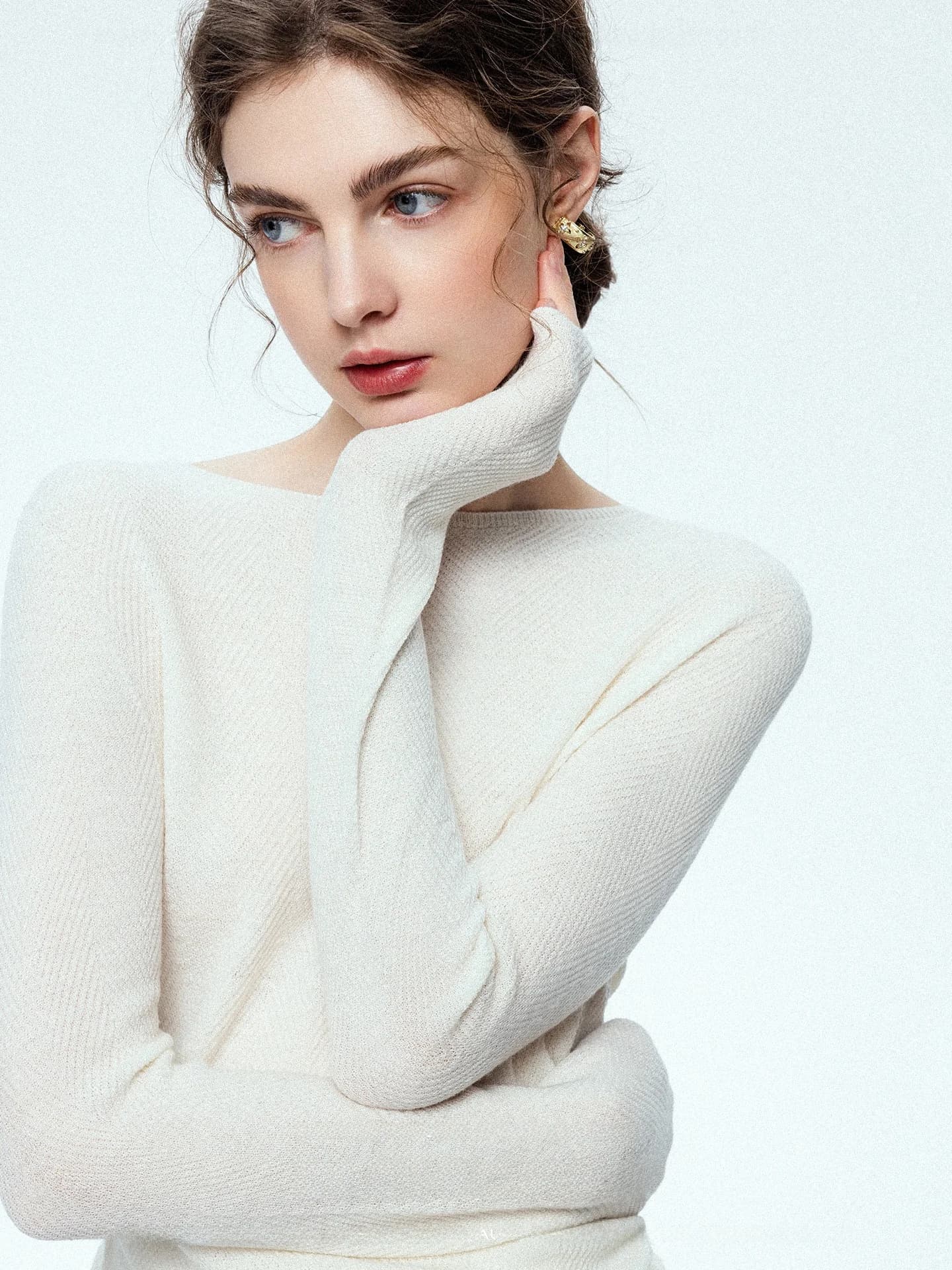 Maglione di Lusso Premium con Motivo a Lisca di Pesce, in Lana Pura Ultra Fine, Lavorato a Maglia, Moda Femminile