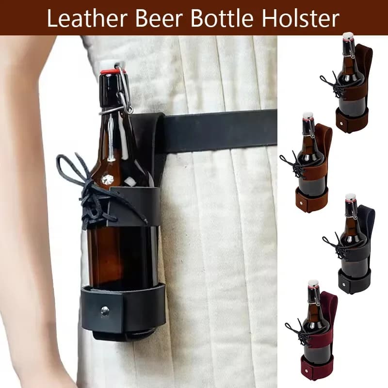 Cintura medievale Cintura in pelle a vapore Steampunk Fondina per bottiglia di birra Boccetta per tazza Custodia per cintura Supporto per il trasporto Puntelli per costumi