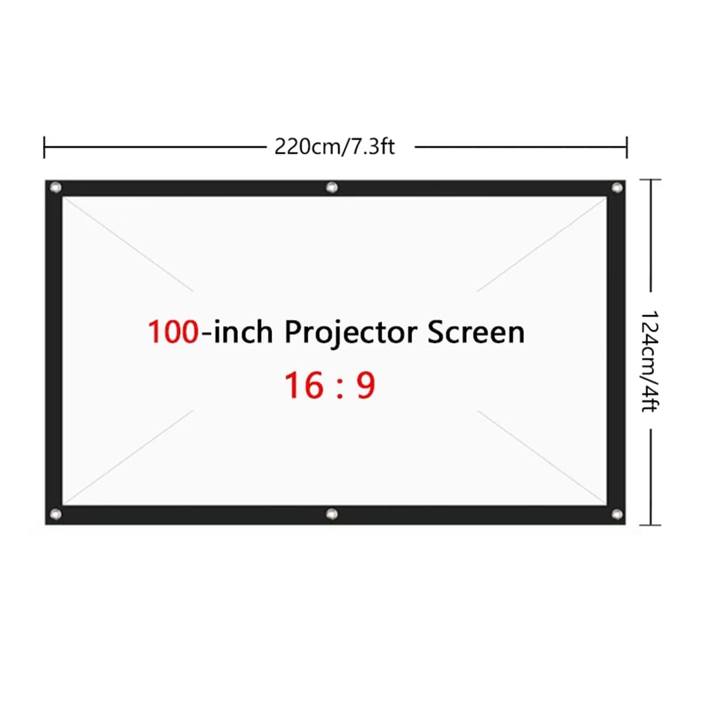 FORW-2X Schermo per proiettore portatile per home theater esterno HD bianco pieghevole anti-piega (100 pollici)