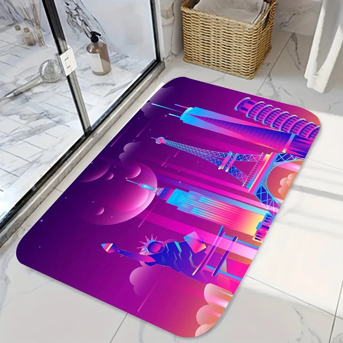 1PC Punti di riferimento Fantasia Modello Tappeto da cucina Tappetino antiscivolo Design pop Tappeto da bagno Tappetino da bagno Tappeto per la casa Lavanderia Decor
