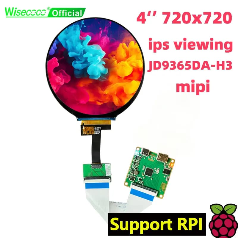 Wisecoco Display LCD rotondo da 4 pollici Cerchio circolare Schermo IPS 720x720 Calibro automatico per pannello robot Smart Home Raspberry Pi
