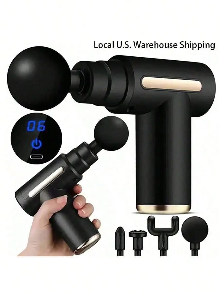 Potente pistola per massaggio fasciale, silenziosa, con schermo LCD touch intelligente, allevia l'affaticamento muscolare, massaggio rilassante per tutto il corpo, intensità di massaggio professionale, colori multipli opzionali, batteria da 1200 mAh, 6 impostazioni regolabili, 4 testine per massaggio professionali, motore in rame.