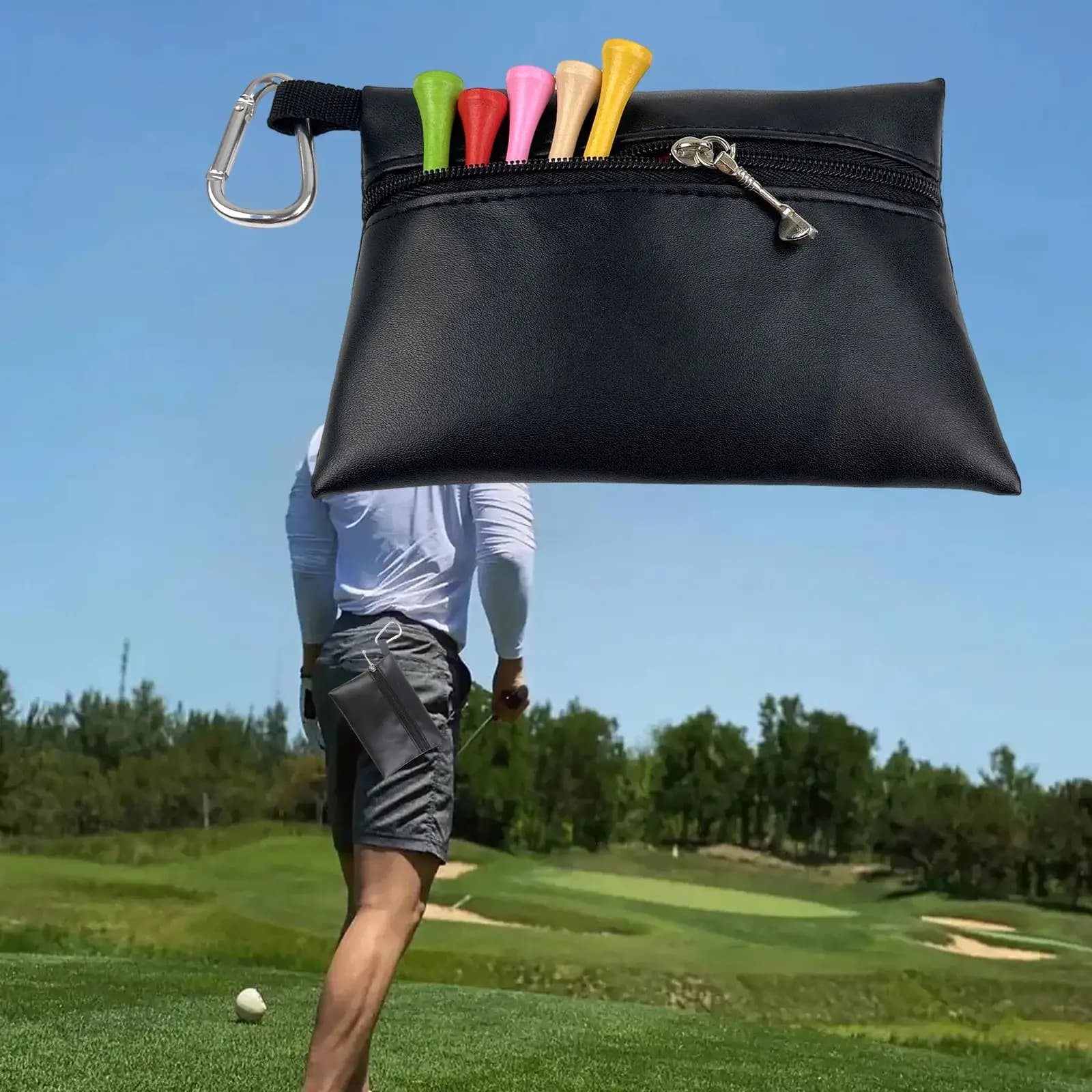 Custodia per Tee da Golf per adulti con gancio a D borsa per Marker per palline da Golf multifunzionale contenitore per marsupio per pallina da Golf