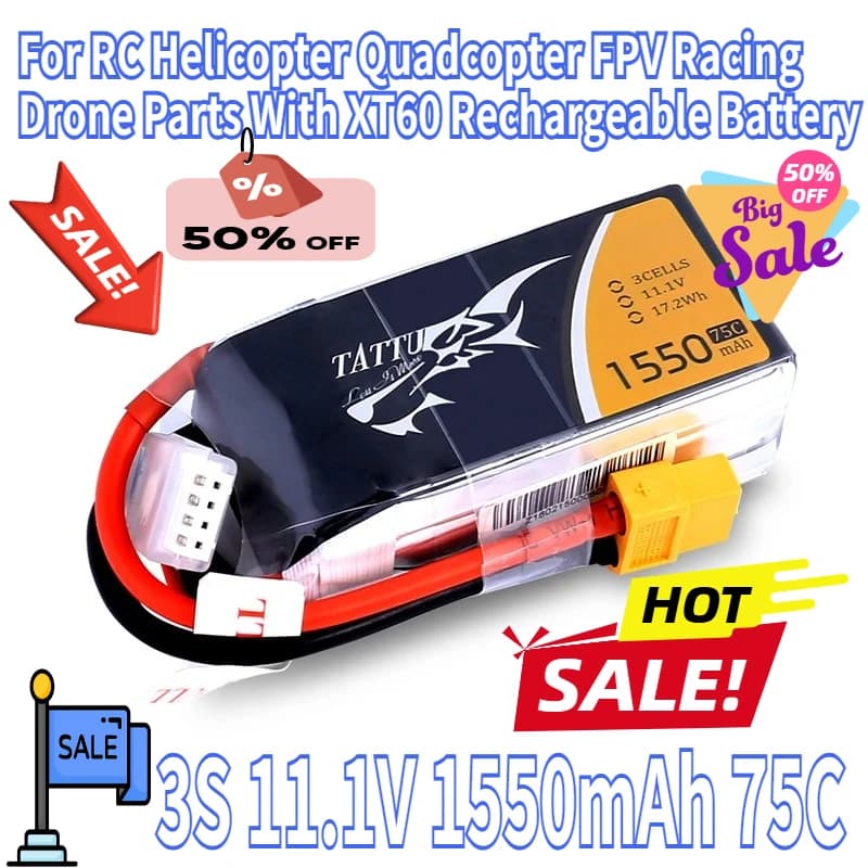 3S 11.1V 1550mAh 75C LiPo Batteria Per RC Elicottero Quadcopter FPV Racing Drone Parti Con XT60 11.1V BATTERIA Ricaricabile