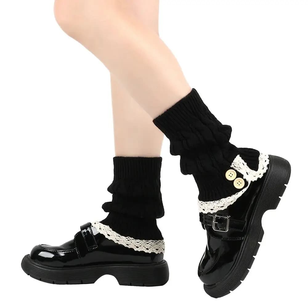 Lolita warmer ladies winter hot style Japanese Harajuku thick socks for boots style College Ruffle Leg Sleeves Warmer
