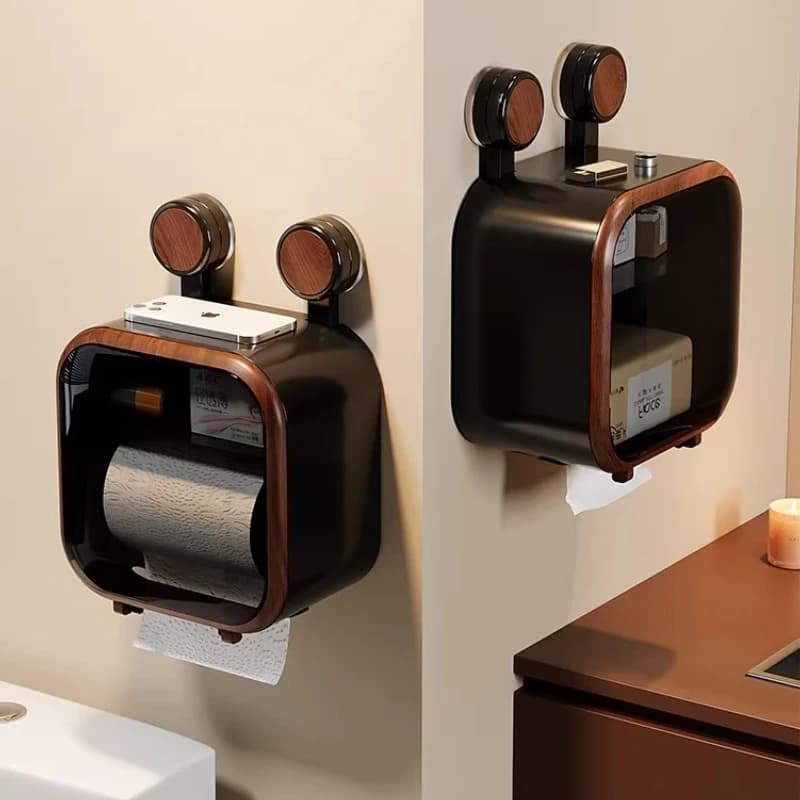 Rotating Suction Cup Toilet Paper Holder for Bathroom Hole-Free Waterproof Toilet Paper Storage Rack