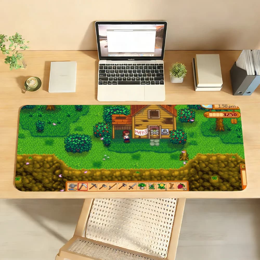 Tappetino per mouse Game Stardew Valley, tappetino per computer in gomma antiscivolo, decorazione per gamer, tappetino da scrivania per laptop, ufficio, grande