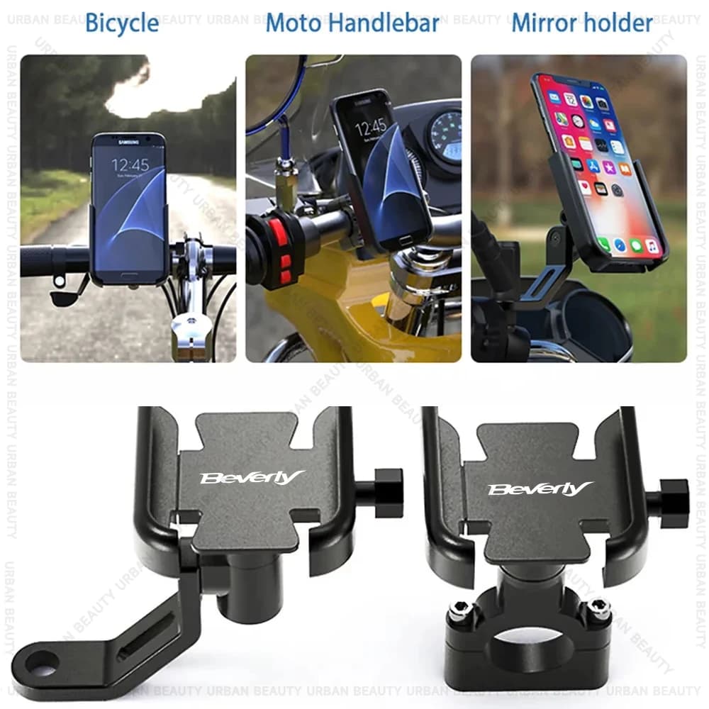 Per Piaggio Beverly 300 hpe S300 400 310 Supporto per telefono moto Staffa GPS Supporto per cellulare Specchietto retrovisore Supporto per manubrio