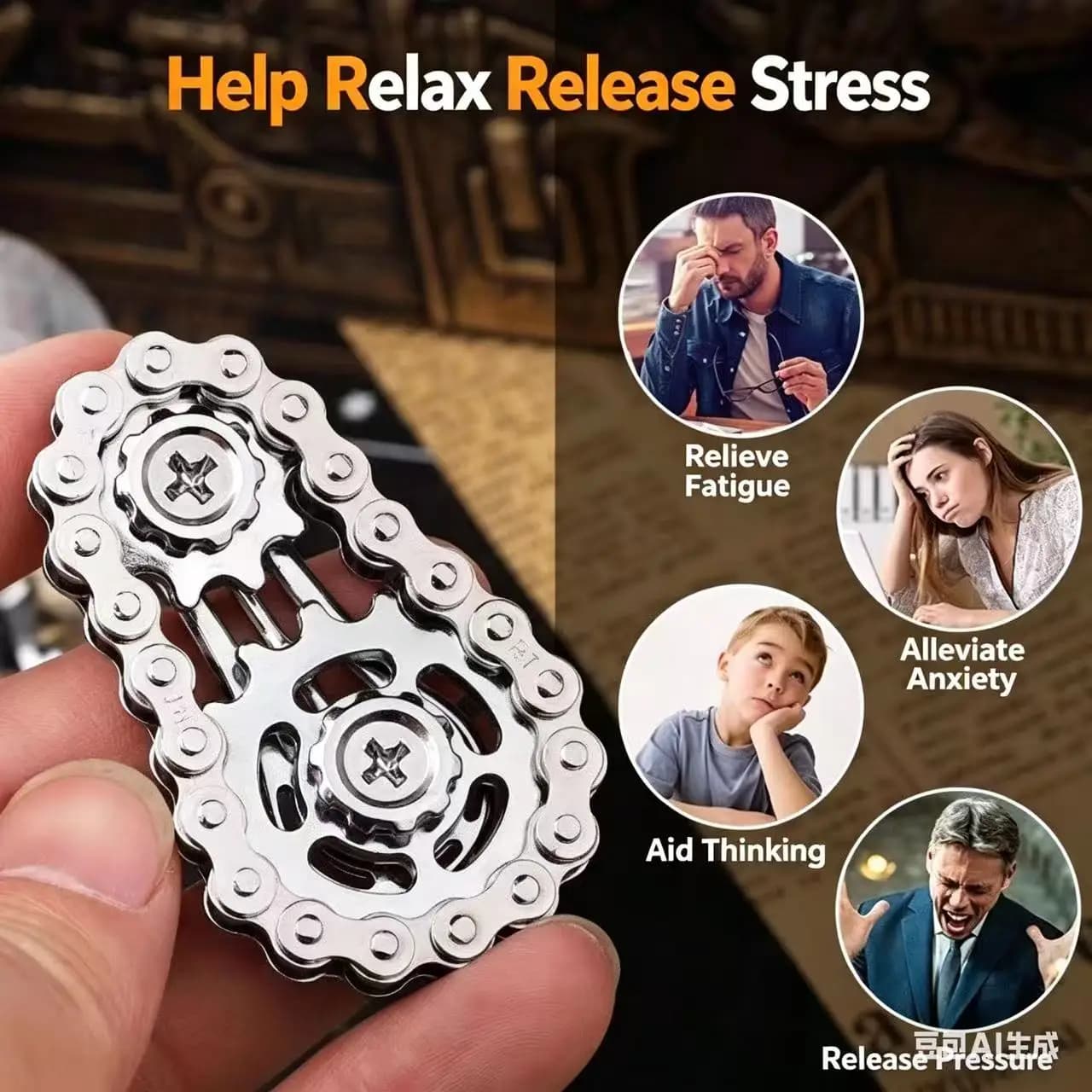 Giocattolo Antistress Creativo con Ingranaggi Meccanici, Giroscopio Portatile in Metallo per Adulti, Allevia lo Stress