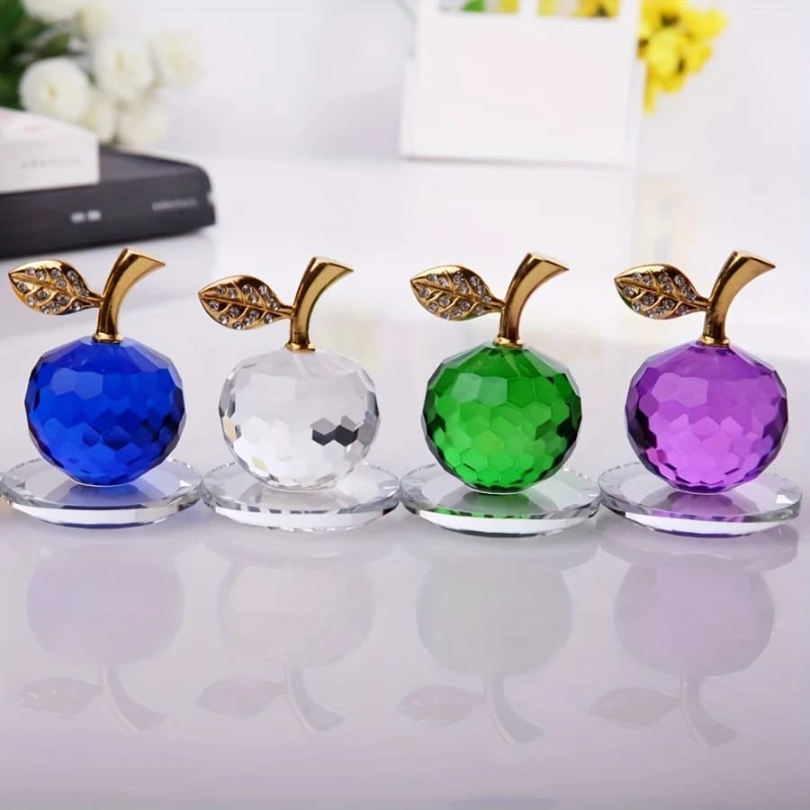 1pc Apple Design Decoration Craft, Modern Artificial Crystal Decoration Object For Home,Artificial Crystal Fruit Decor Craft