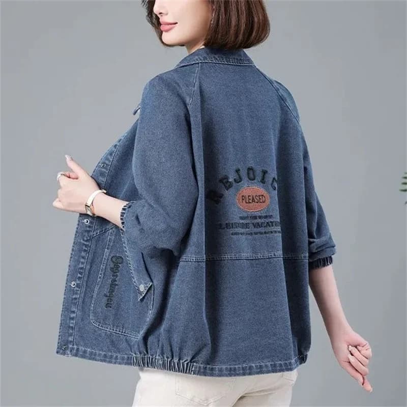 Retro Denim Female 2026 Spring Autumn New Short Cowboy Coat Plus Size Loose Jeans Outwear Fashion Mother Overwear Tops