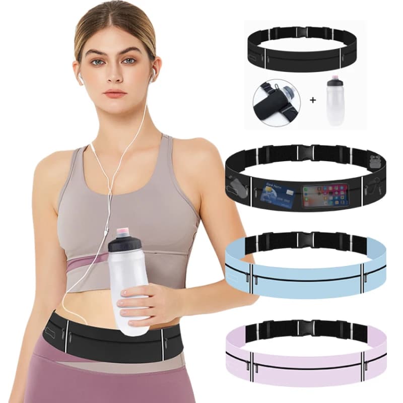 Women's Waist Waist Bag with Running Belt with Water Bottle 550ml Men's Sports Waist Bag Phone Case Jogging Gym Bags Running