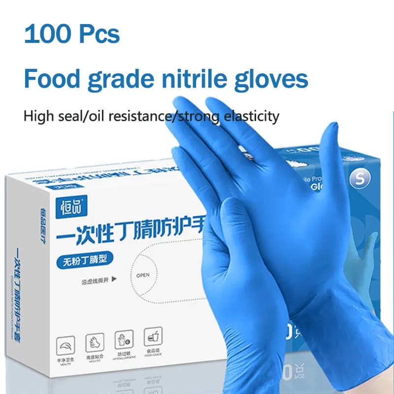 100 pezzi di nitrile monouso ​ guanto in PVC per uso alimentare speciale protezione per le mani sterile per uso domestico Guanti antiscivolo impermeabili resistenti all'olio