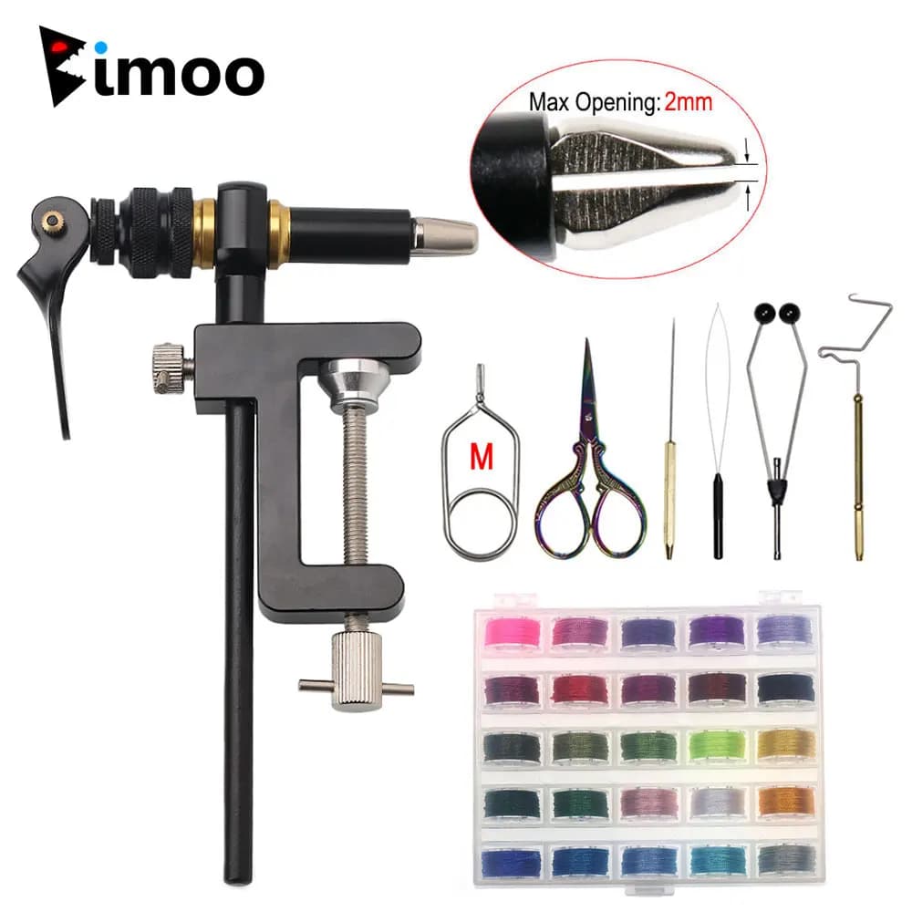 Bimoo 360° rotation C-Clamp clamp for fly binding jaws steel hardened Jig Lure Making Tool Kit for mosque construction 300D Assist Binding tha