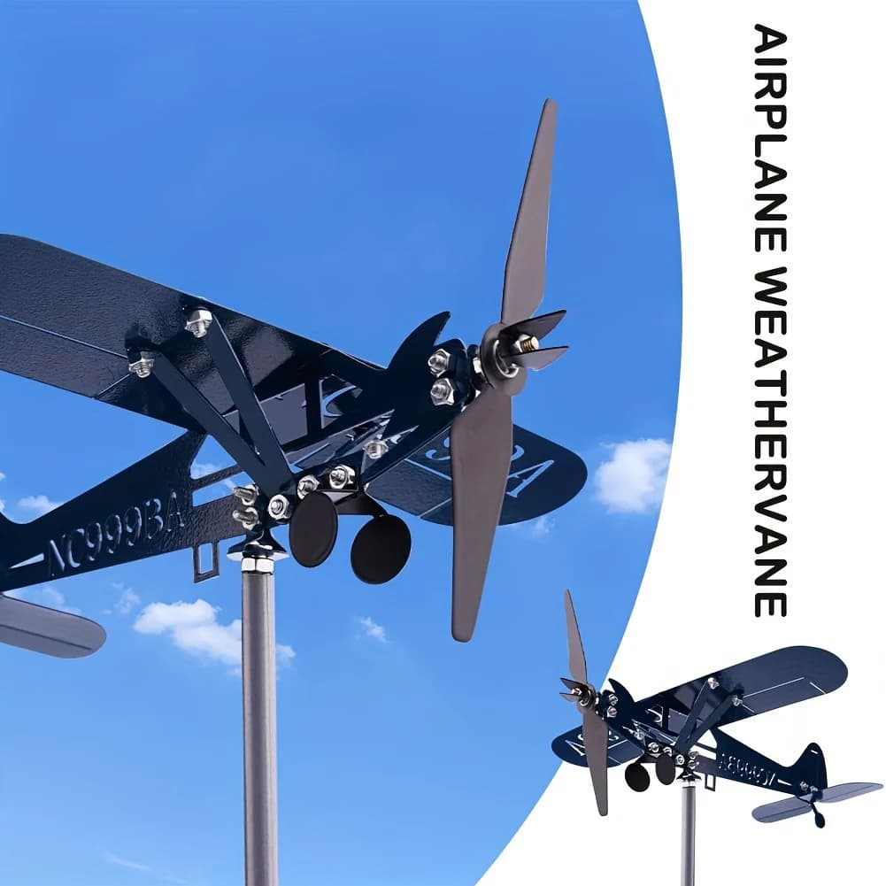 Metal Airplane Weathervane 3D Piper J3 Cub Wind Spinner Windmill Garden Decor Home Outdoor tetto aereo indicatore vento diretto P1C8