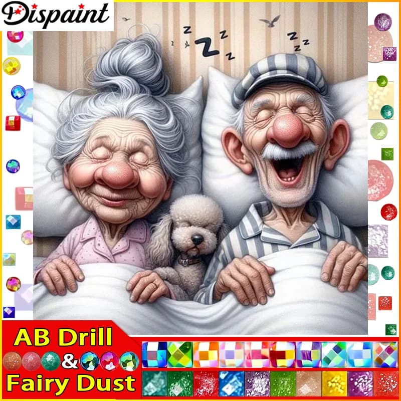 Dispaint Fairy Dust AB "Couple Dog" Diamond Painting 5D Full Square/Round Drill Home Decor DIY Diamond Embroidery Cross Stitch